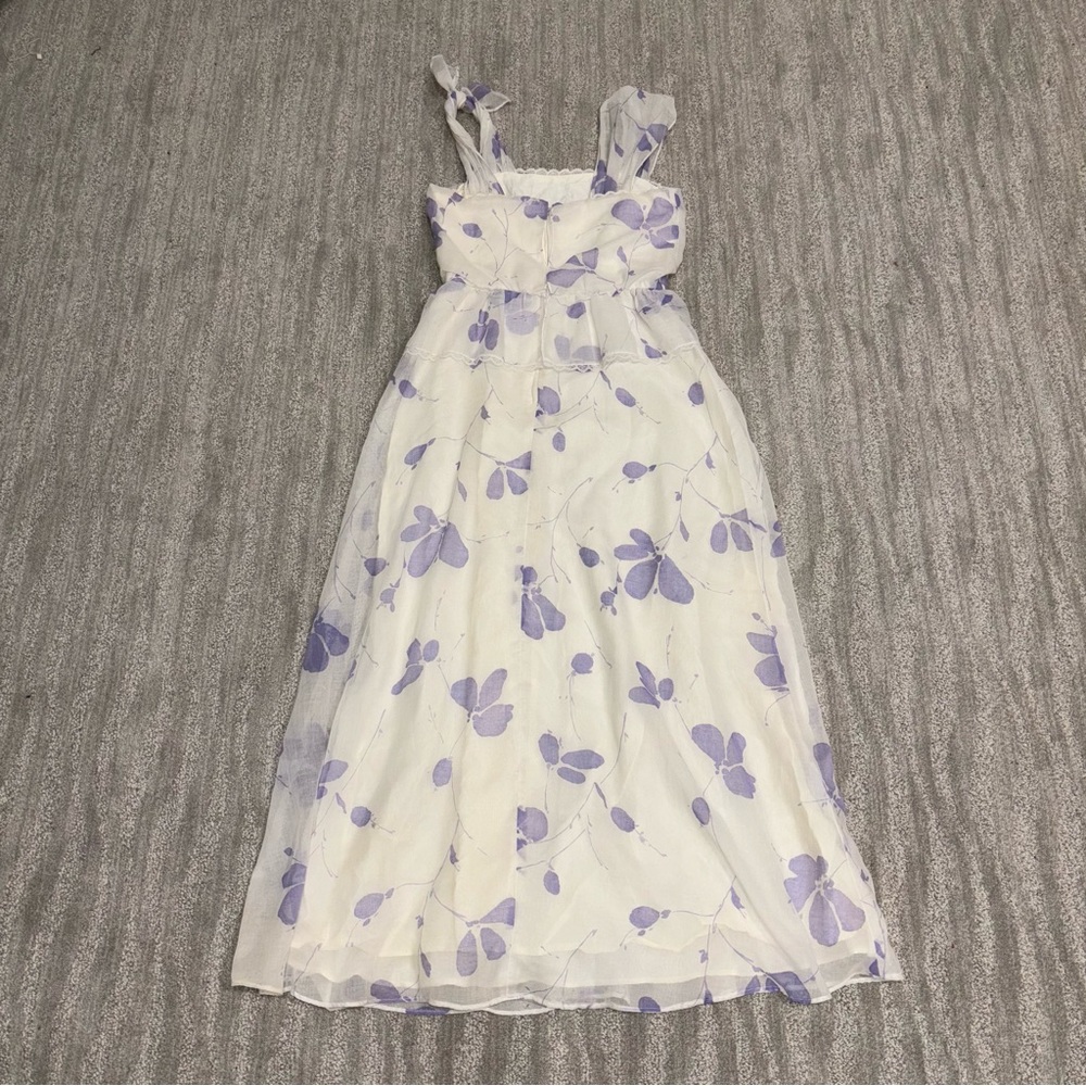 Vintage Union Made A Line Maxi Dress White Floral Boho Cottage Women’s Size M - Picture 2 of 6